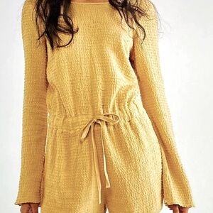 NWT FREE PEOPLE Laidback Lover Romper Size Medium Color Sunny Honey